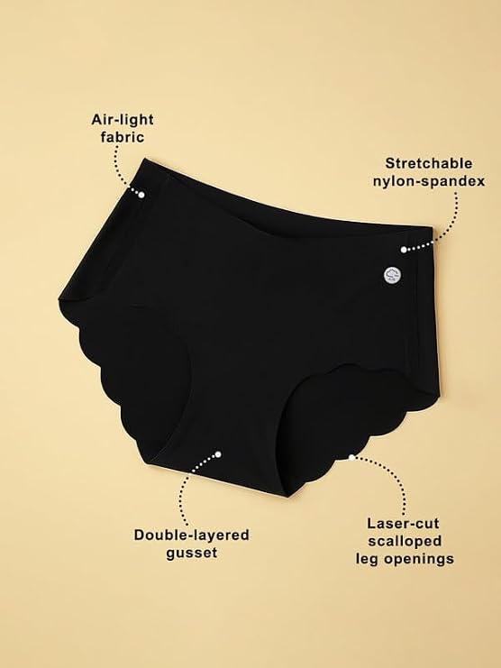 High Waist Hipster Panty with Lace Insert in Black