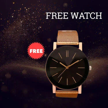 2 Golden Chain + Bracelet + Ring + Free Watch