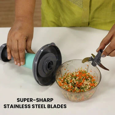 10 sec Onion & Veg Push Chopper + Garlic Crusher + Smart Knife