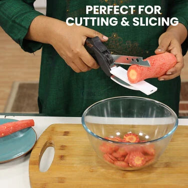 10 sec Onion & Veg Push Chopper + Garlic Crusher + Smart Knife