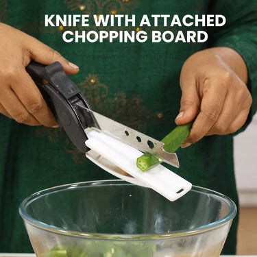 10 sec Onion & Veg Push Chopper + Garlic Crusher + Smart Knife