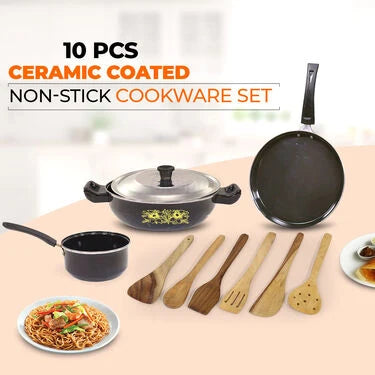 10 Pcs Ceramic Coating Nonstick Cookware Set (10CCNC2)