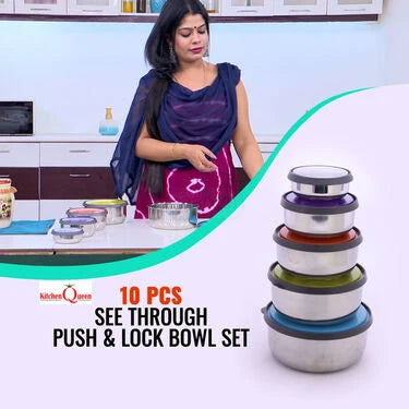 10 Pcs See Through Push & Lock Bowl Set