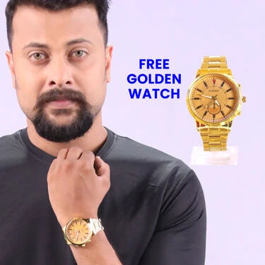 Pack Of 10 Pocket Round Neck T-Shirts With Golden Watch Free (10RT7)