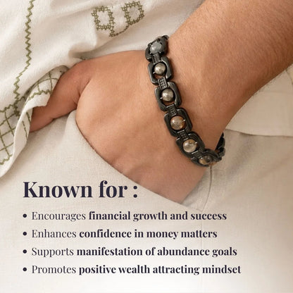 Midnight Black Metal Dhanlabh Bracelet - For Wealth & Success