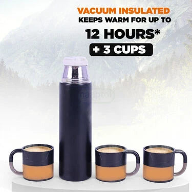 12 hours hot & Cold Vacuum flask 500ml +3 cups