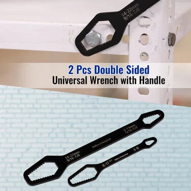 2 Pcs Double Sided Universal Wrench with Handle