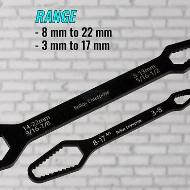 2 Pcs Double Sided Universal Wrench with Handle