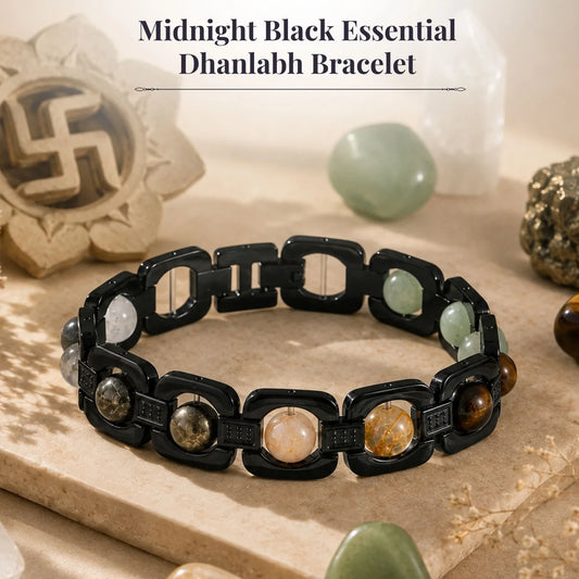 Midnight Black Metal Dhanlabh Bracelet - For Wealth & Success