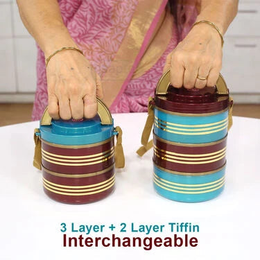 3 Layer + Free 2 Layer Steel Insulated Lunch Box