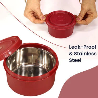 3 lunch Box With Stainless Steel Coloured Bottle And Bag (3LBB)