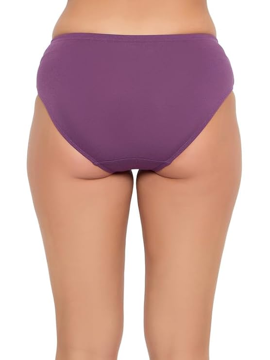 Cotton Mid Waist Hipster Panty with Inner Elastic In Purple