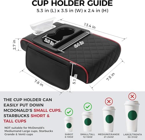 Smart Console Armrest Organizer with Storage Cup Holder & Phone Slot