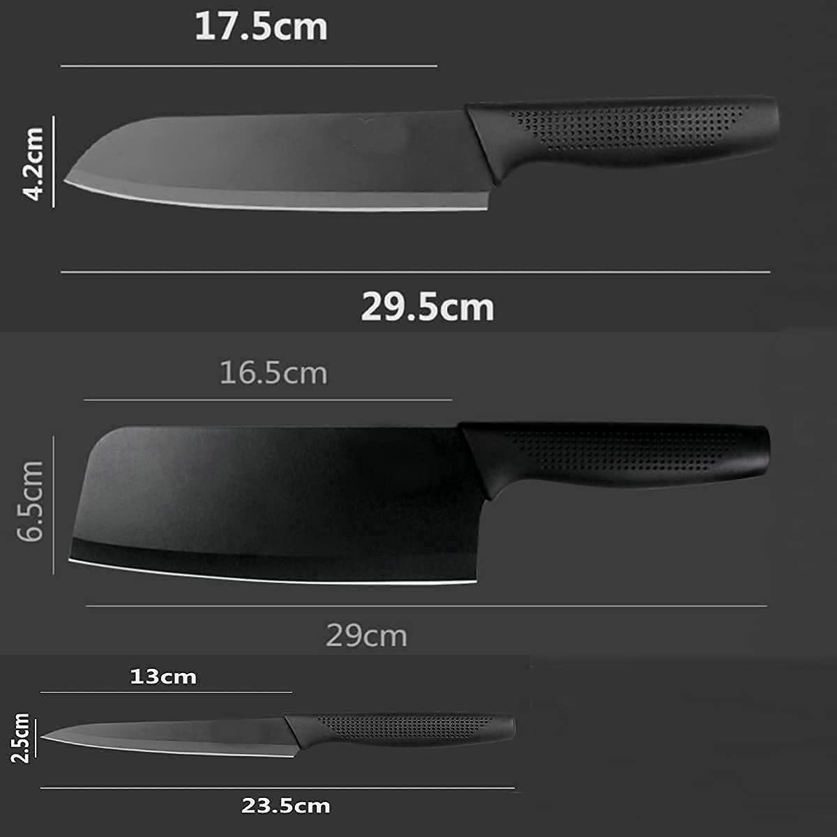 five stainless steel kitchen utility knives