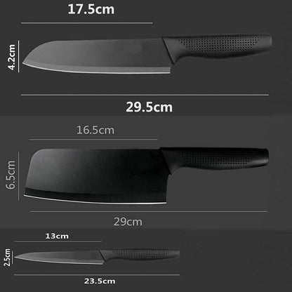 five stainless steel kitchen utility knives