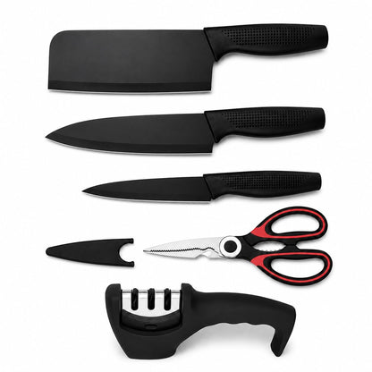 five stainless steel kitchen utility knives