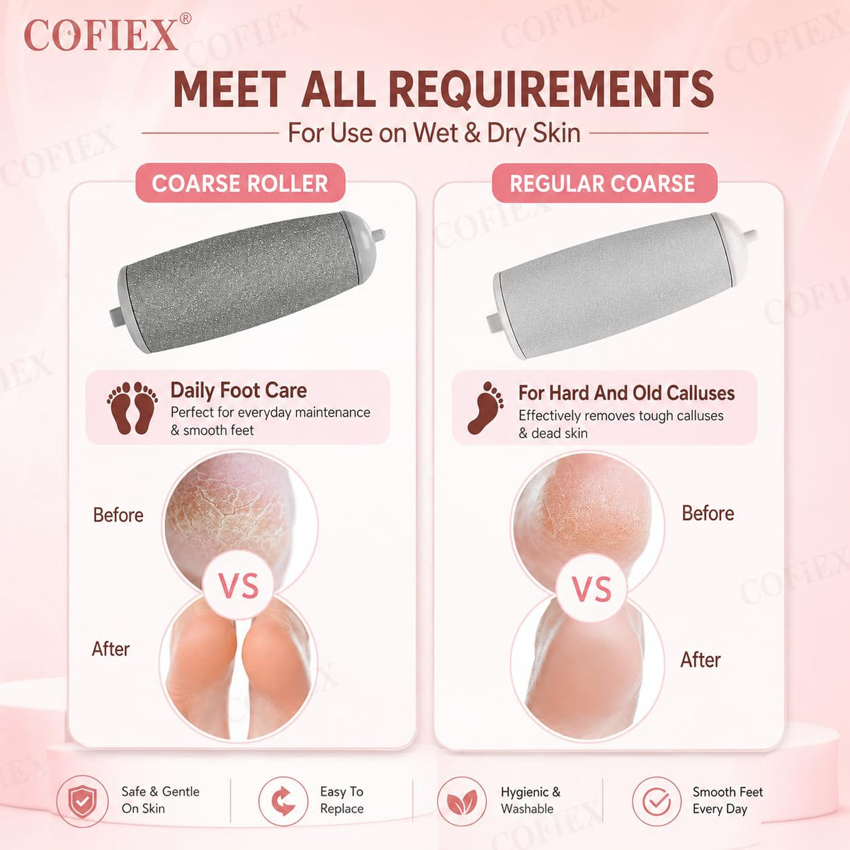 Rechargeable pink electric foot callus remover
