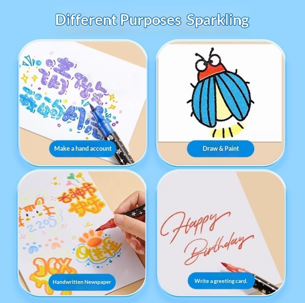 Glitter Brush Marker Set