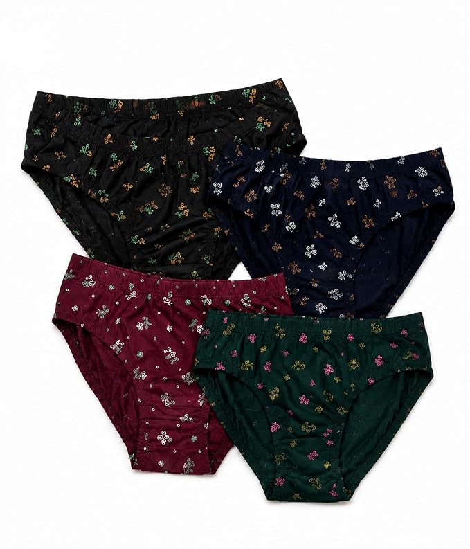 Women's Printed Panty, Multicolour, Combo Pack of 4