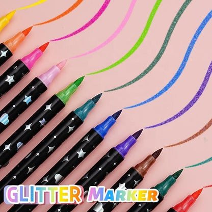 Glitter Brush Marker Set