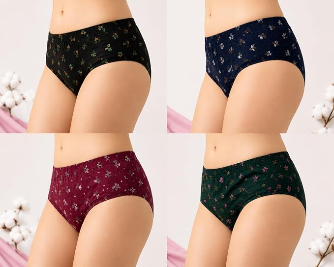 Women's Printed Panty, Multicolour, Combo Pack of 4