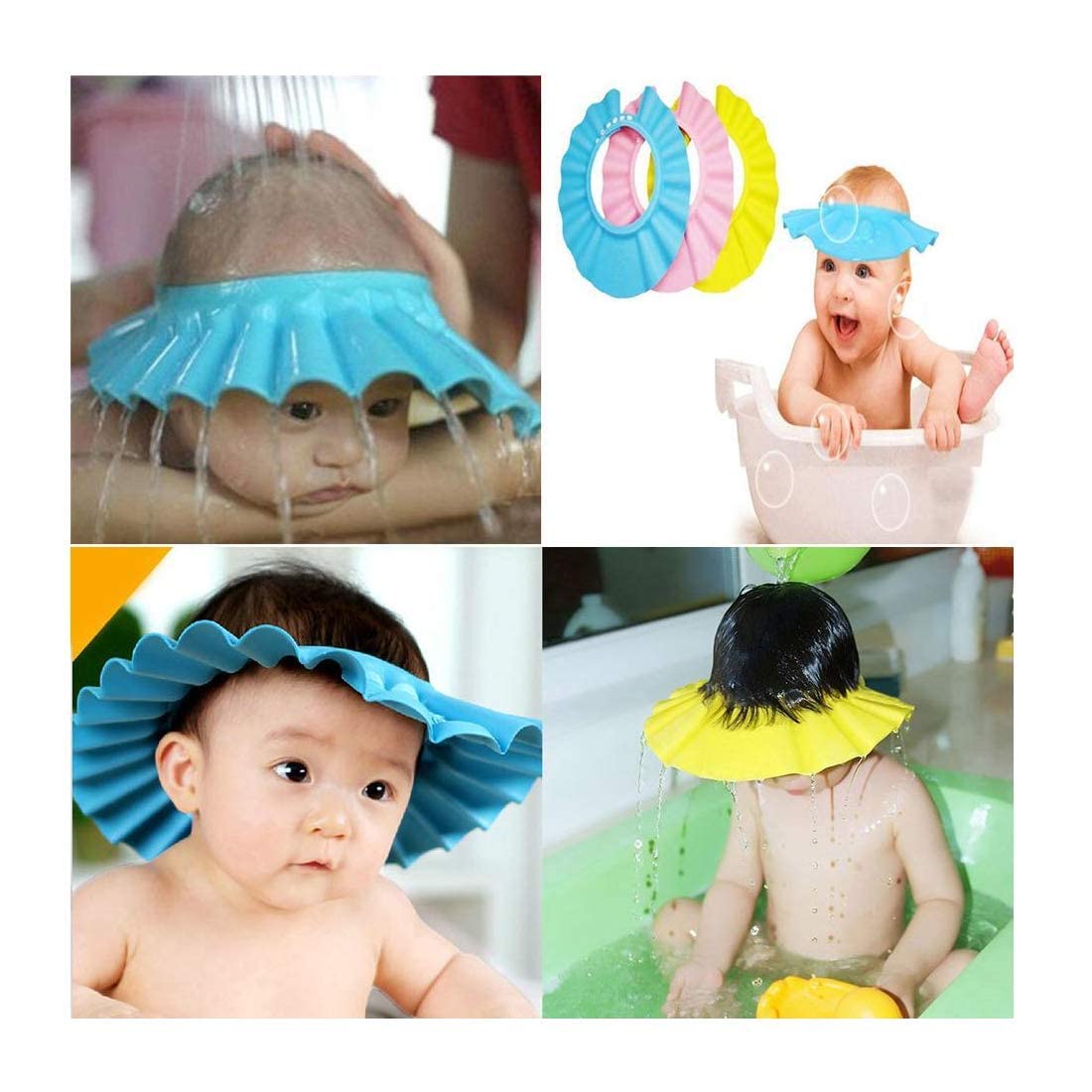 Silicone Baby Bath Shower Cap with Adjustable Snap Buttons (Pack of 2)