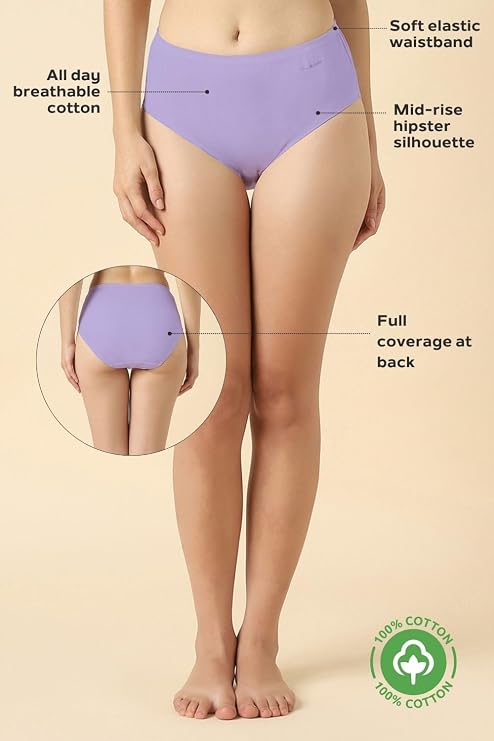 Pack of 3 Mid Waist Hipster Panties