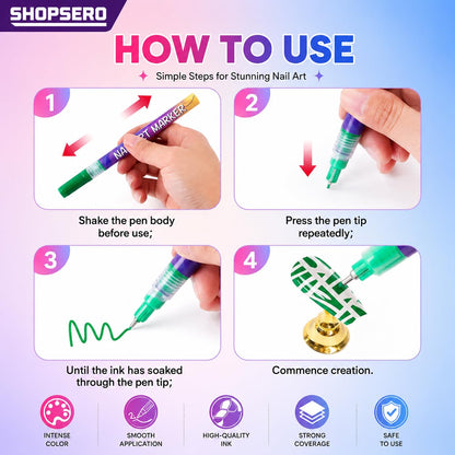 Nail Art Marker Pens | 12 Color Set
