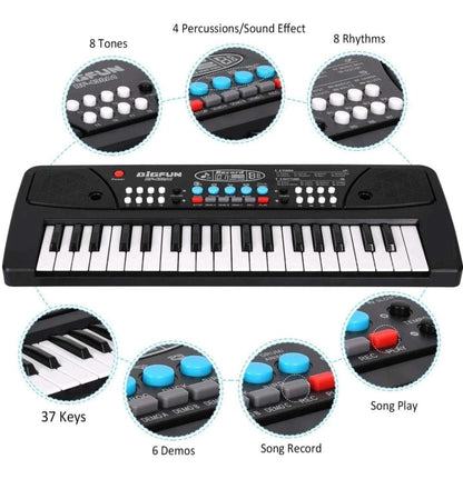37 Key Piano Keyboard Toy with DC Power Option, Recording and Mic for Kids