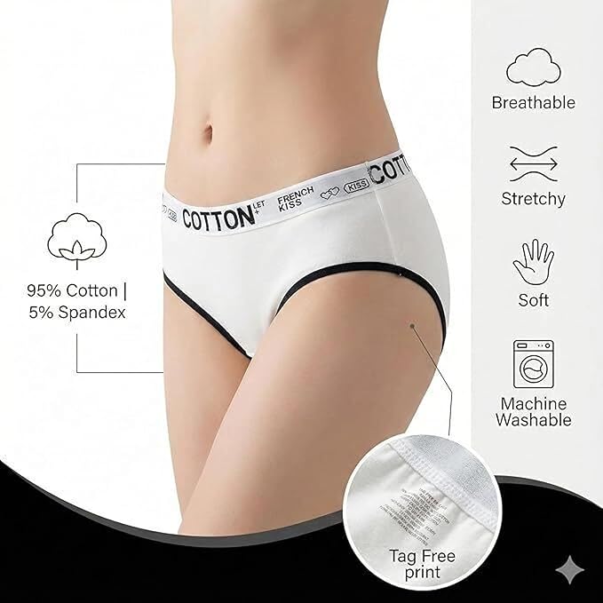 High Waist Hipster with Lace Panels in White