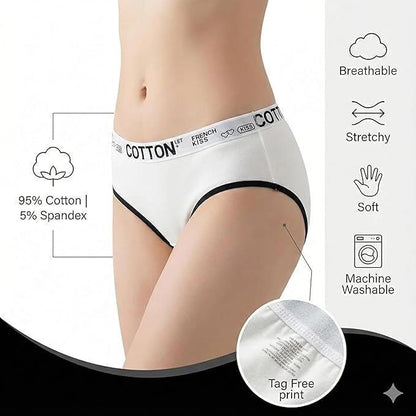 High Waist Hipster with Lace Panels in White