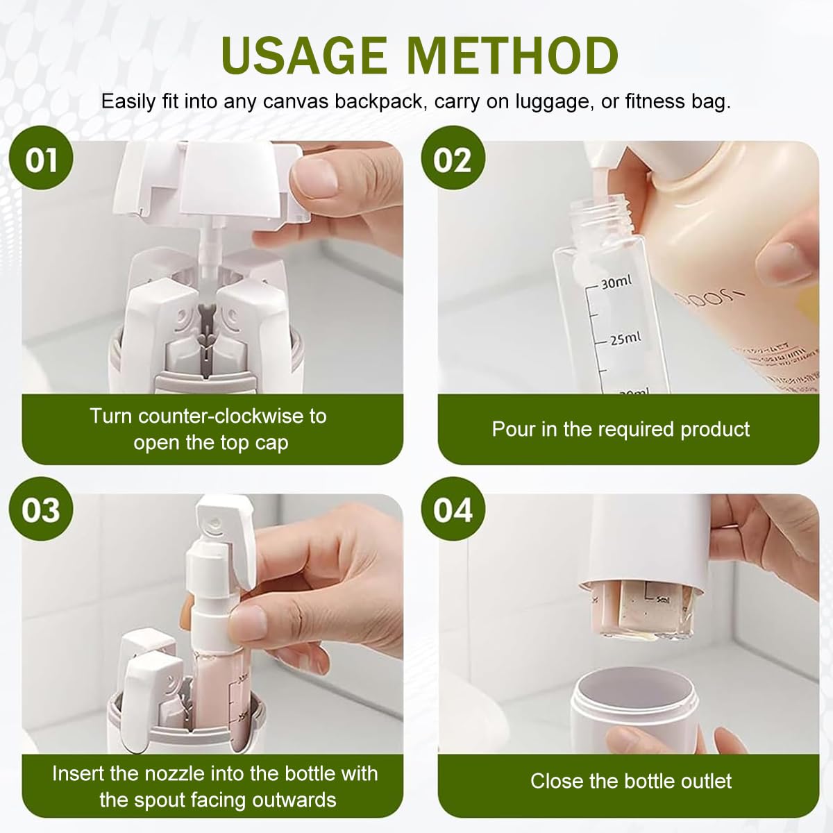 4-in-1 Travel Refillable Bottle Set