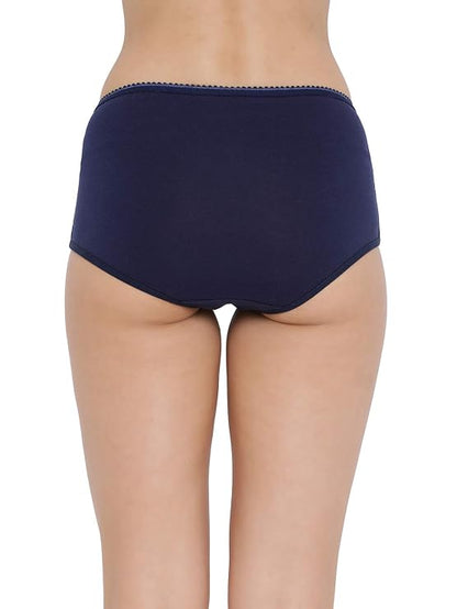 Pack of 3 High-Waist Hipster Panties with Lace - Cotton