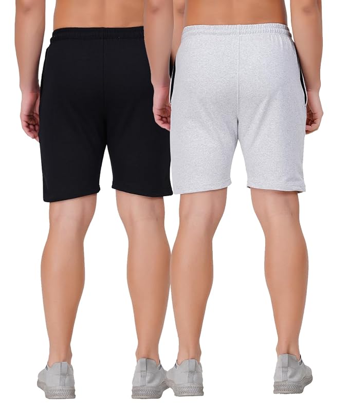 2 Comfortable Cotton Rich Shorts For Mens With Free Leatherite Wallet And Digital Watch