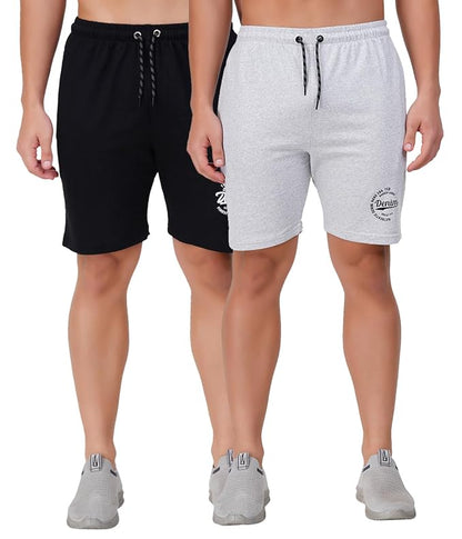 2 Comfortable Cotton Rich Shorts For Mens With Free Leatherite Wallet And Digital Watch