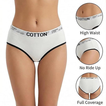 High Waist Hipster with Lace Panels in White