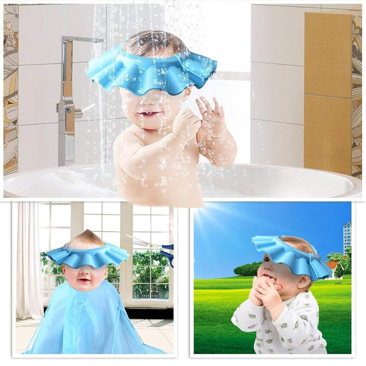 Silicone Baby Bath Shower Cap with Adjustable Snap Buttons (Pack of 2)