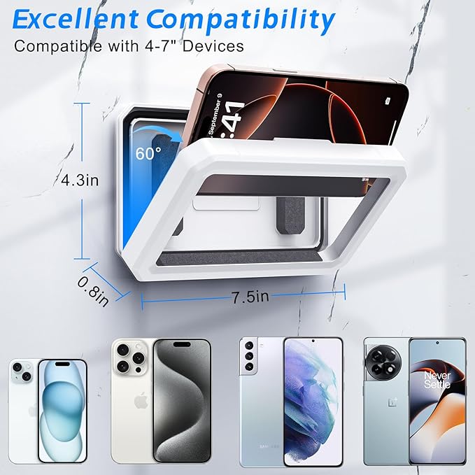 Shower Phone Holder Waterproof Wall Mount Case