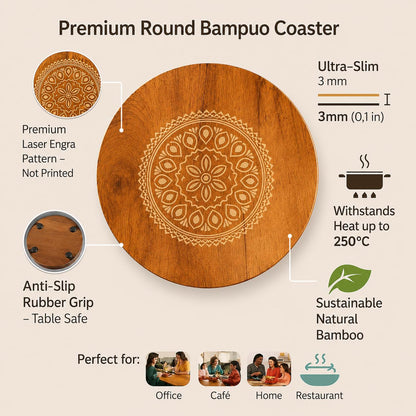Wooden Heat Resistant Round Coaster