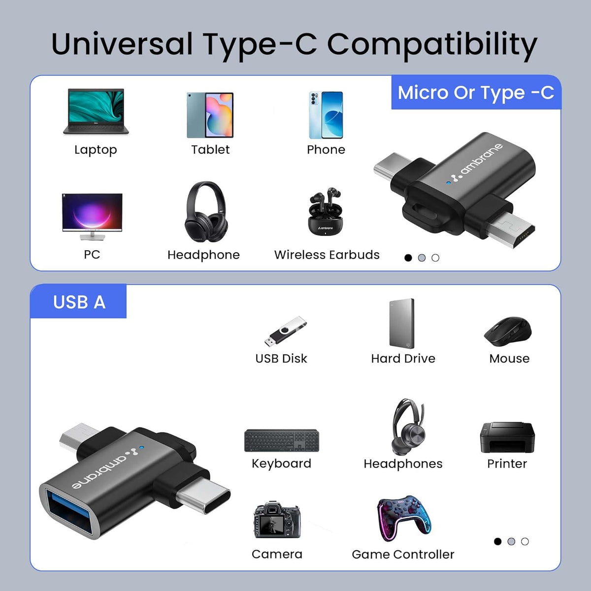 2 in 1 OTG Micro USB & Type C Adapter