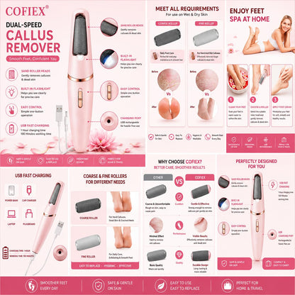 Rechargeable pink electric foot callus remover