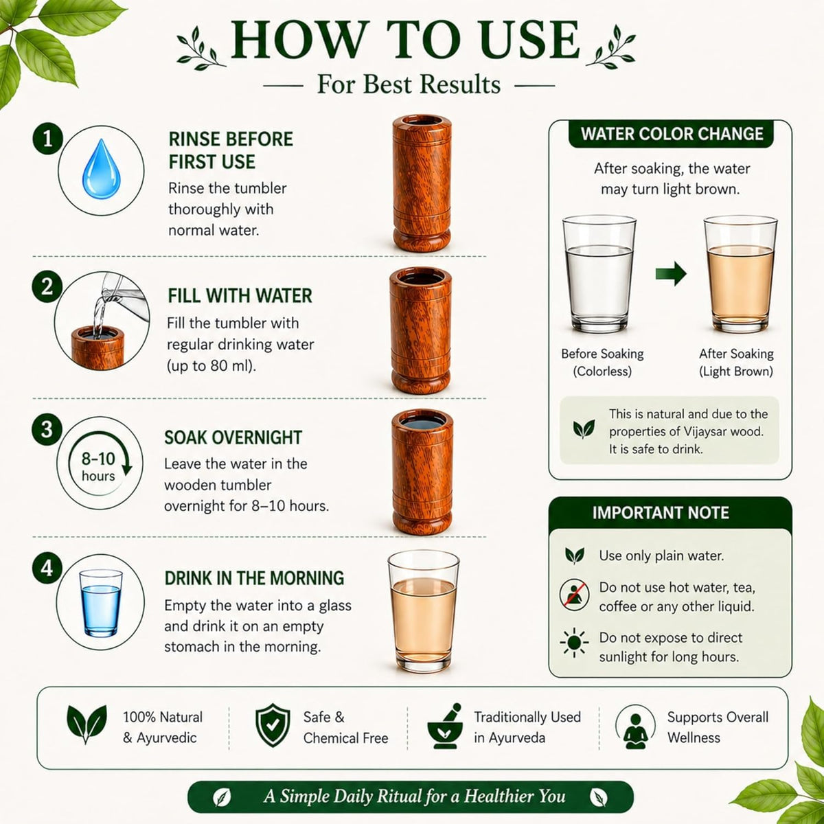 Herbal Wooden Tumbler (Pack of 2)