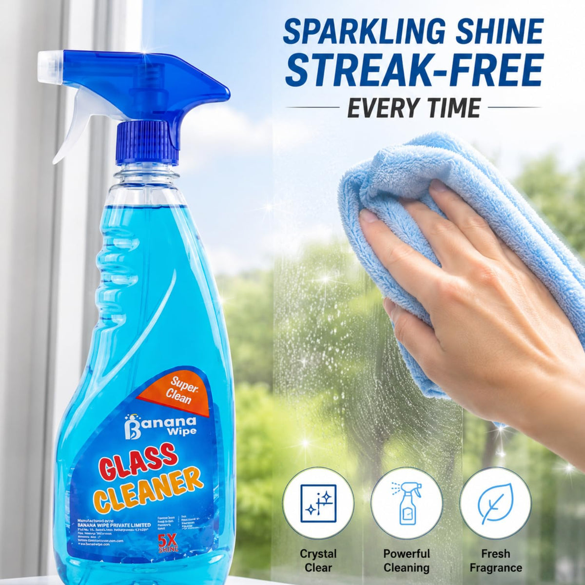 Glass Cleaning Agent Powerful Stain Remover (Pack of 2)