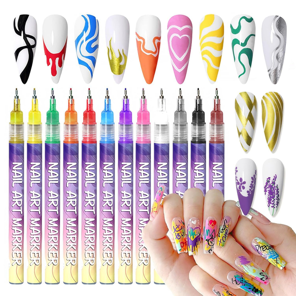 Nail Art Marker Pens | 12 Color Set
