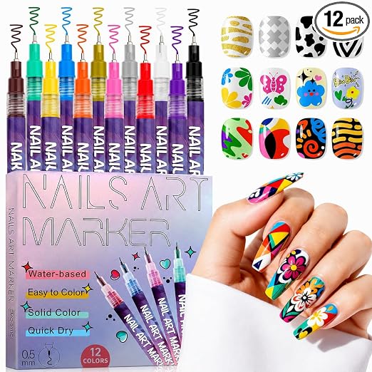 Nail Art Marker Pens | 12 Color Set