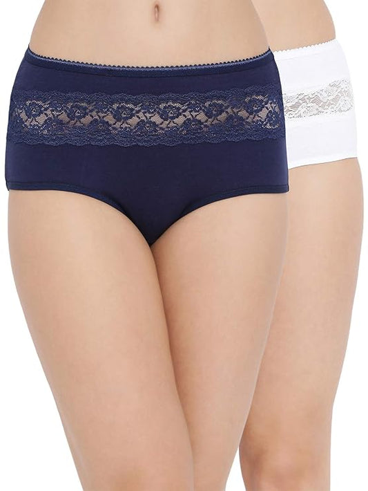 Pack of 2 High Waist Hipster Panties with Lace Panels
