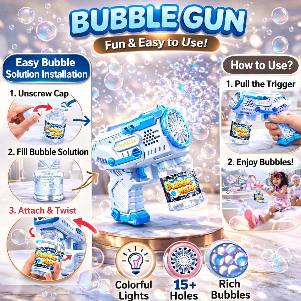 Hole battery operated Bubbles Gun Toys for Boys and Girls