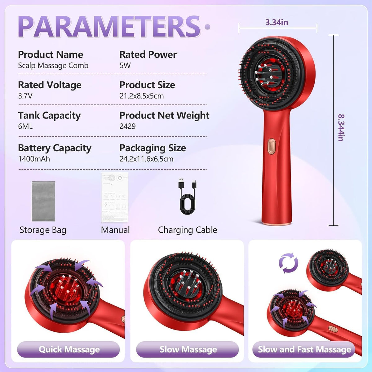 Red Light Hair Rejuvenation Scalp Massager
