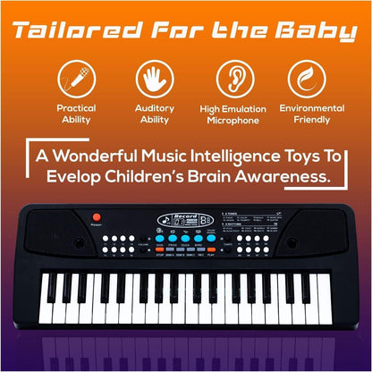 37 Key Piano Keyboard Toy with DC Power Option, Recording and Mic for Kids