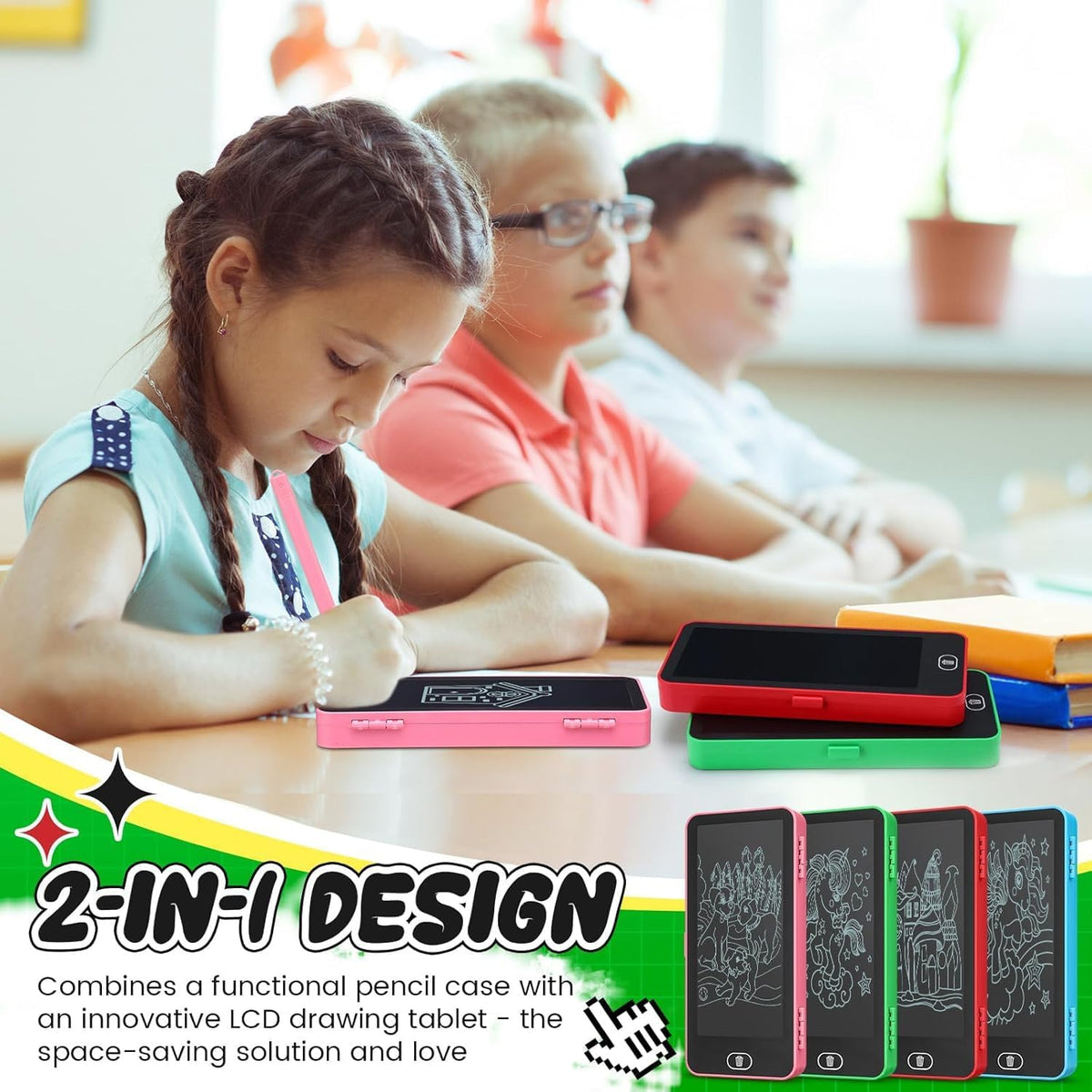 2 in 1 LCD Writing Pad Pencil Box